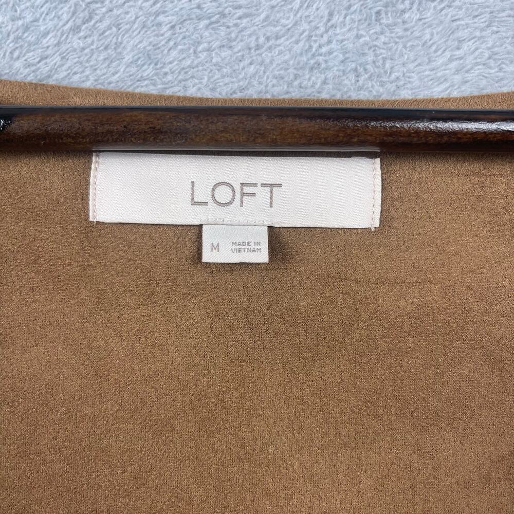 LOFT Brown Button-Front Midi Dress - Picture 6 of 9